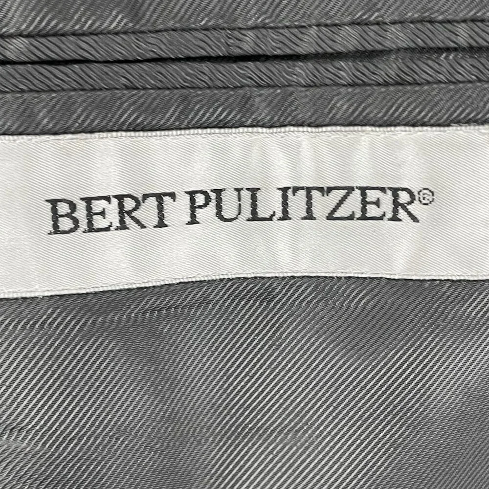 Bert Pulitzer Grey 100% Silk Tweed Herringbone 2 Button Blazer Sport Coat 46L